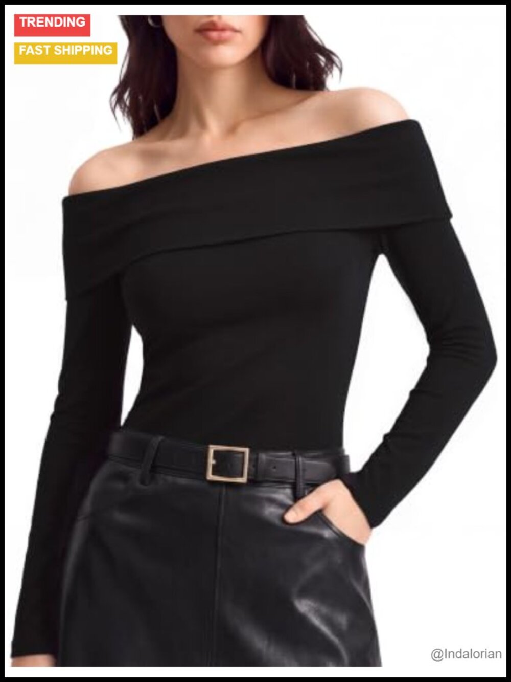 Women's 3-in-1 Off Shoulder Long Sleeve Top Slim Fit Blouse Going Out